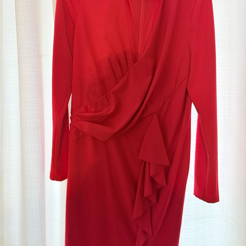 Tadashi Shoji Vibrant Red Long Sleeve Dress